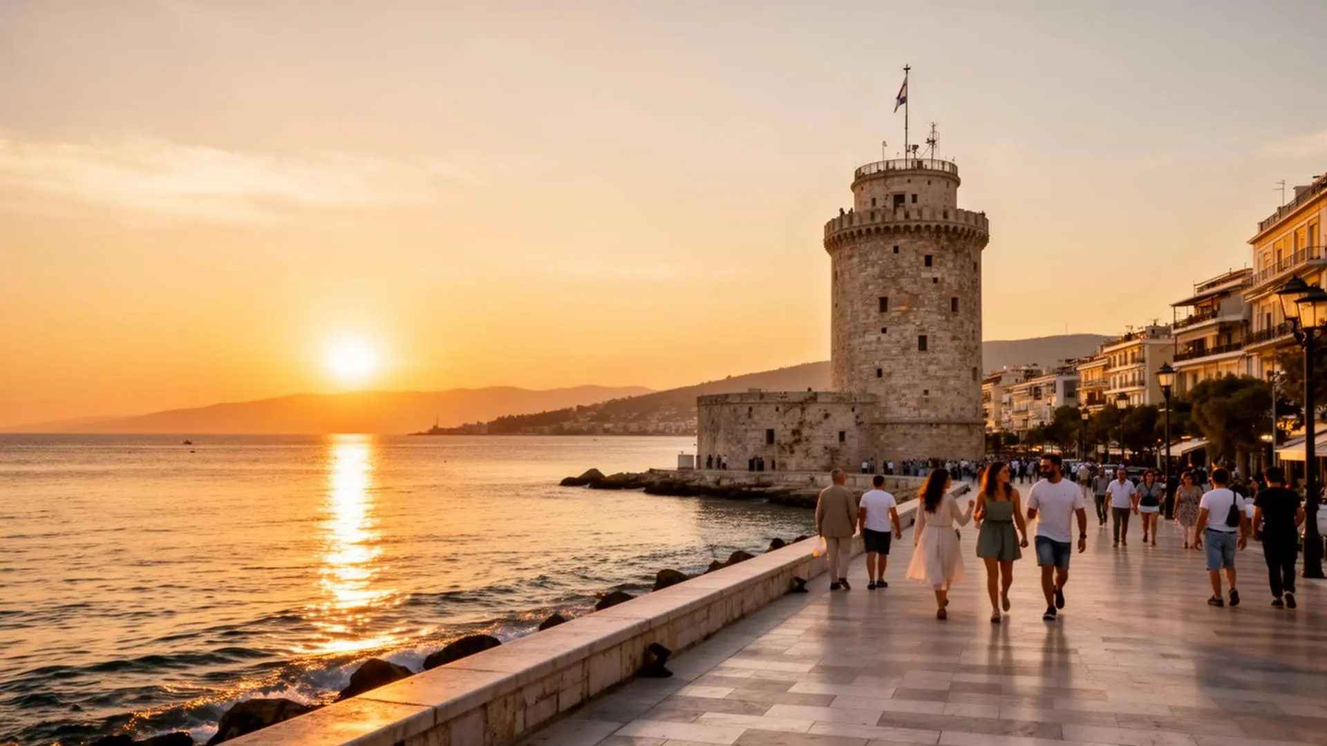 Thessaloniki waterfront with the White Tower, private Northern Greece journey