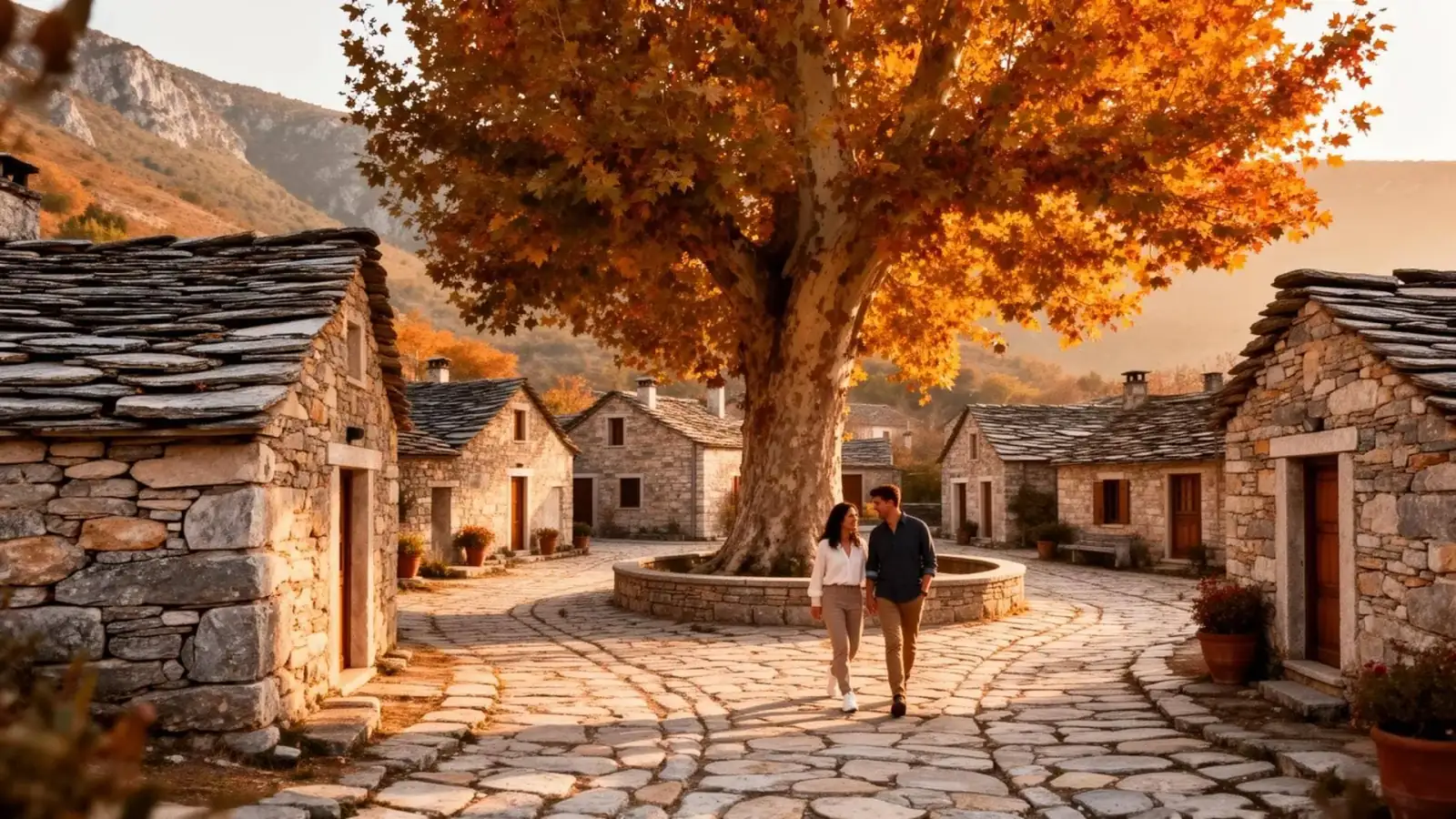 Stone village in Arcadia with traditional architecture, private Greek experience