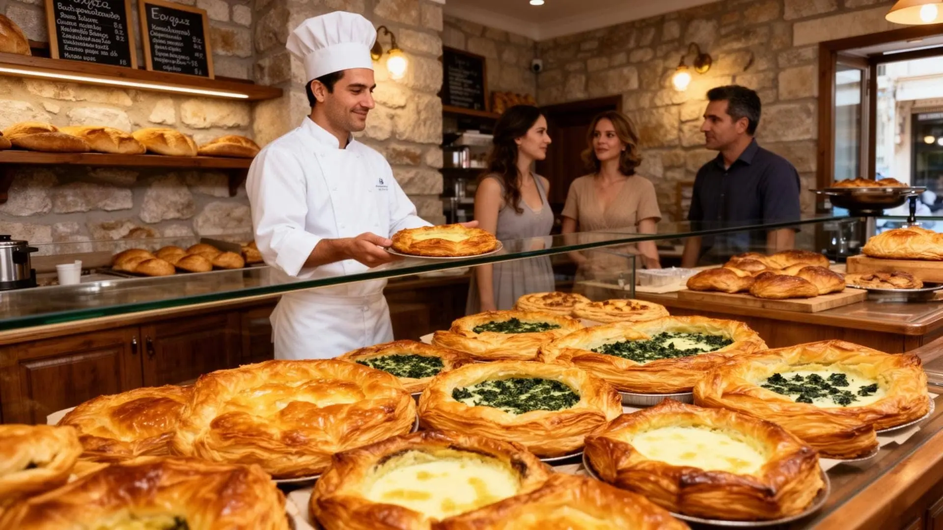 Artisan bakery in central Athens with fresh phyllo pastries, private food experience