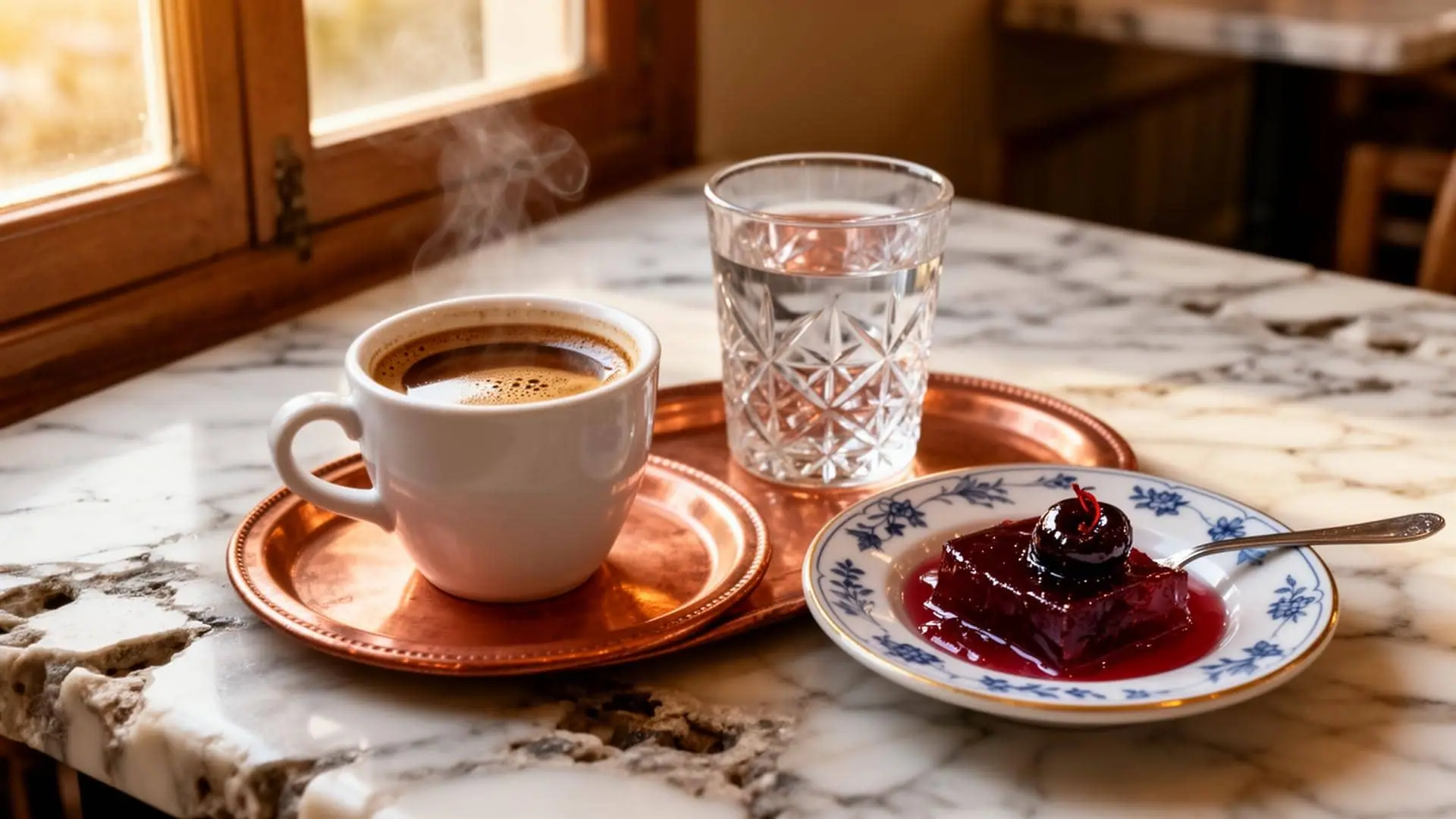 Greek coffee served traditionally in a small Athens café, private gastronomy tour