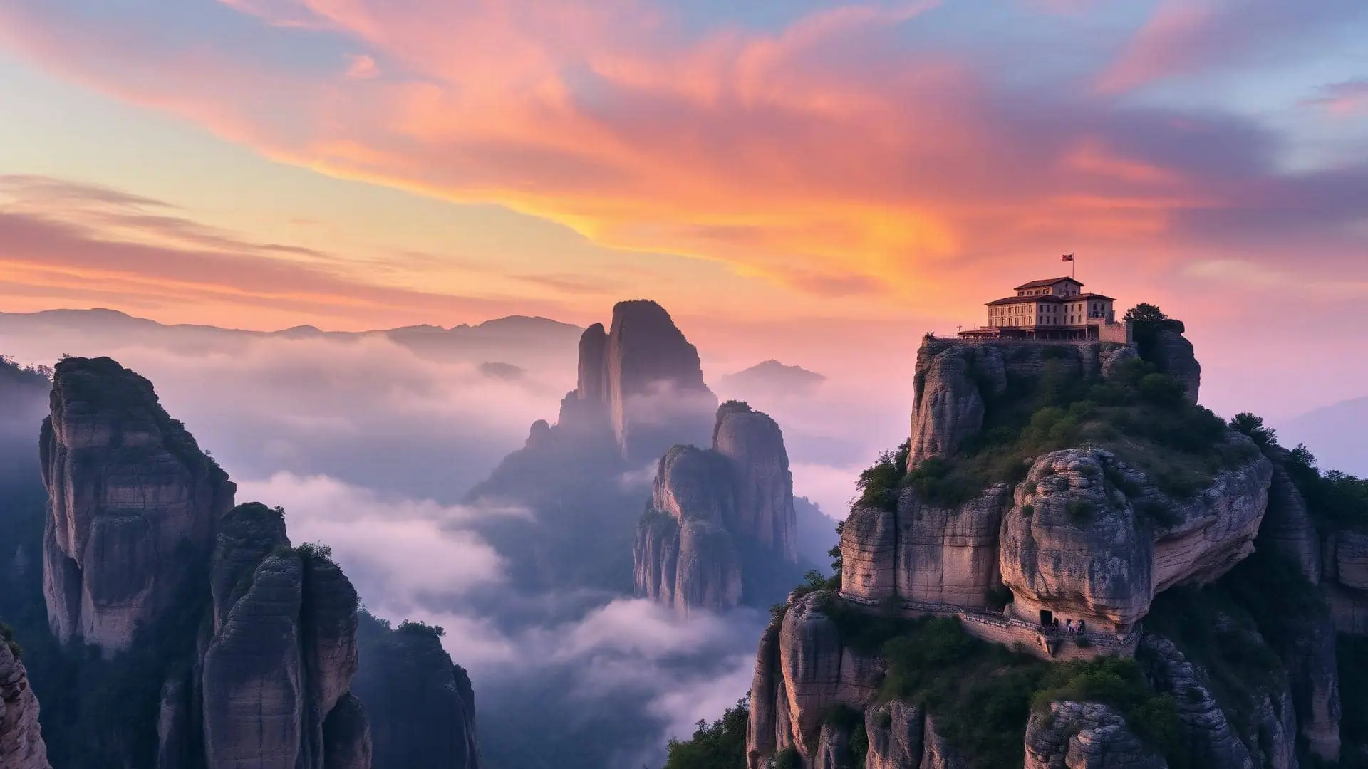 Meteora monasteries at sunrise, day two of the flagship Grand Greece journey
