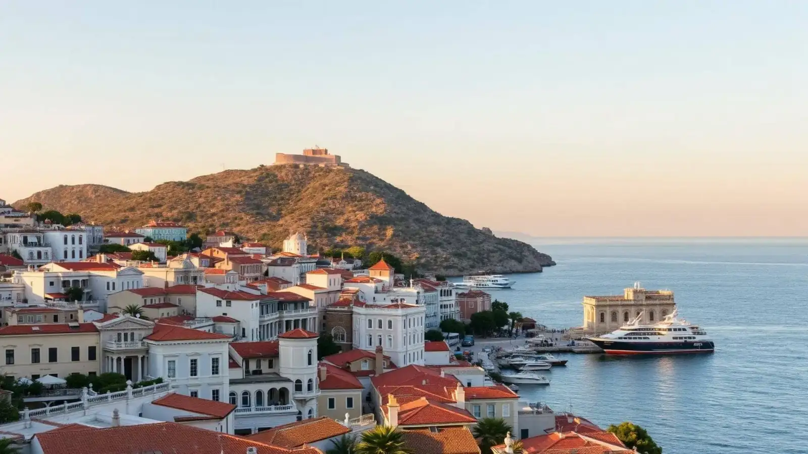 Nafplio waterfront at evening, day six of the Grand Greece Signature journey