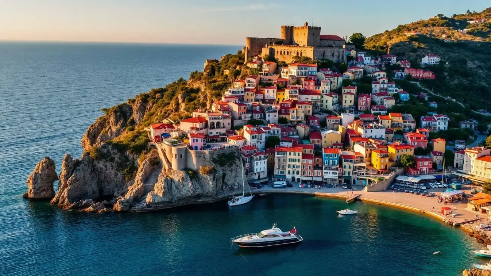 Stone harbour town of Parga on the Ionian coast, private flagship journey