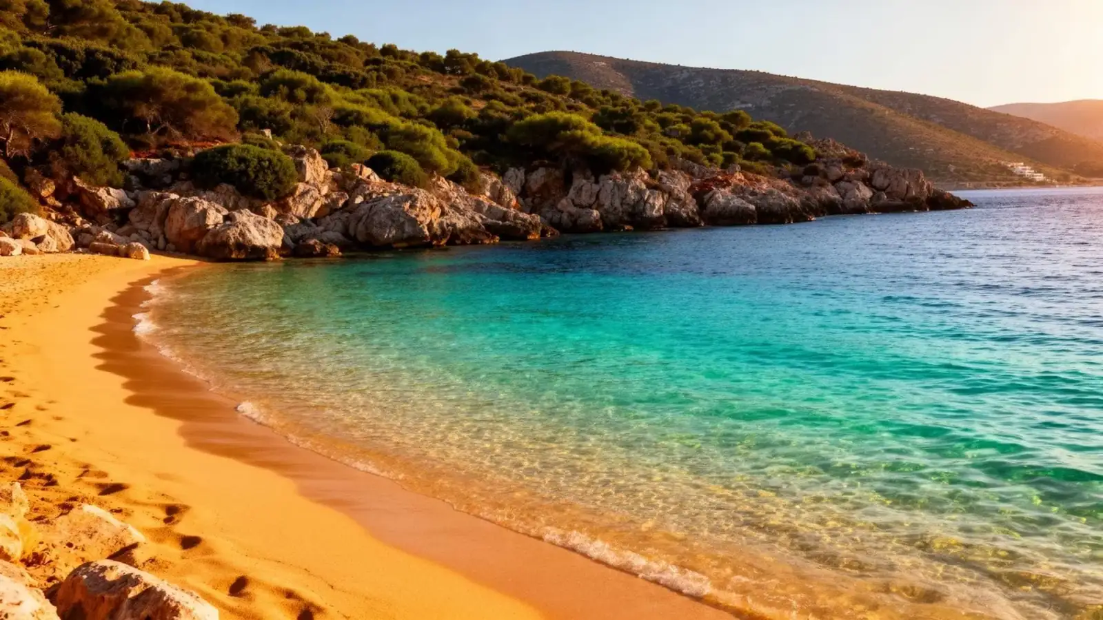 Voidokilia Beach turquoise crescent in Messinia, private Greek coastal tour