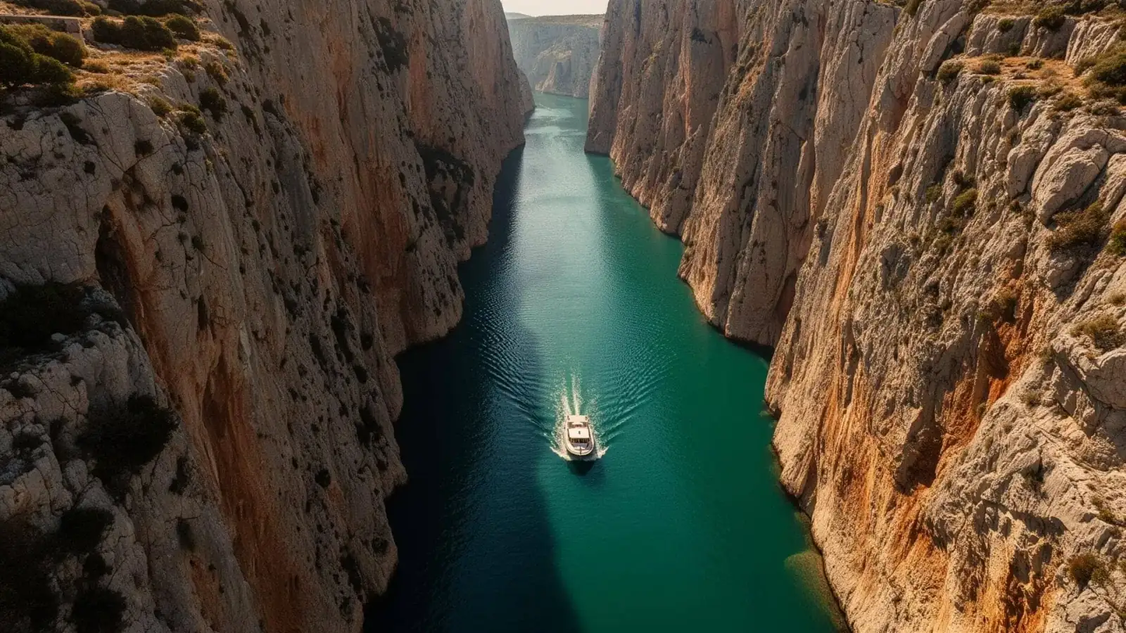 Corinth Canal viewed from above on a private Nemea wine tour from Athens