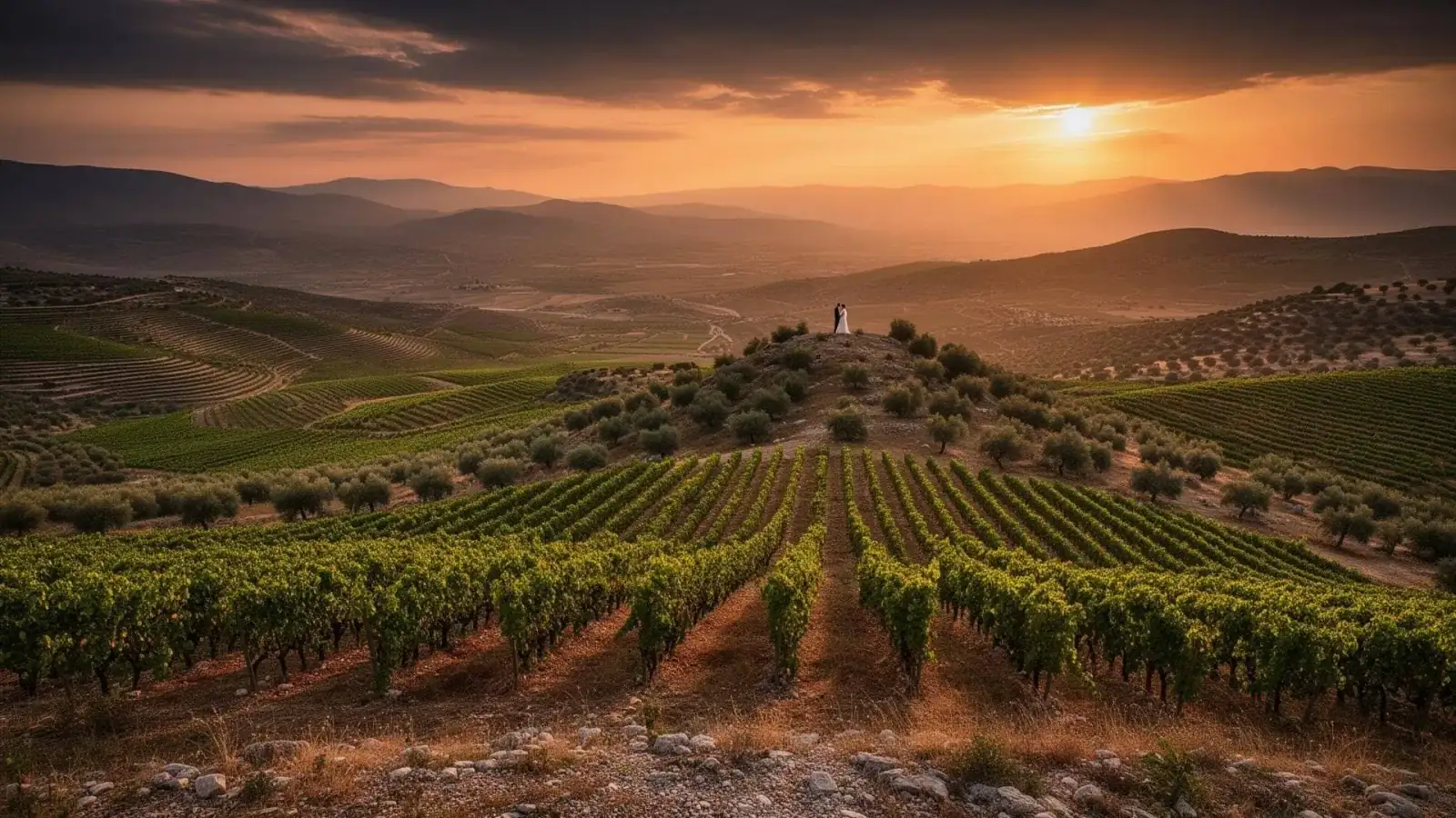 Sunset over Nemea vineyards in the Peloponnese, private wine tour