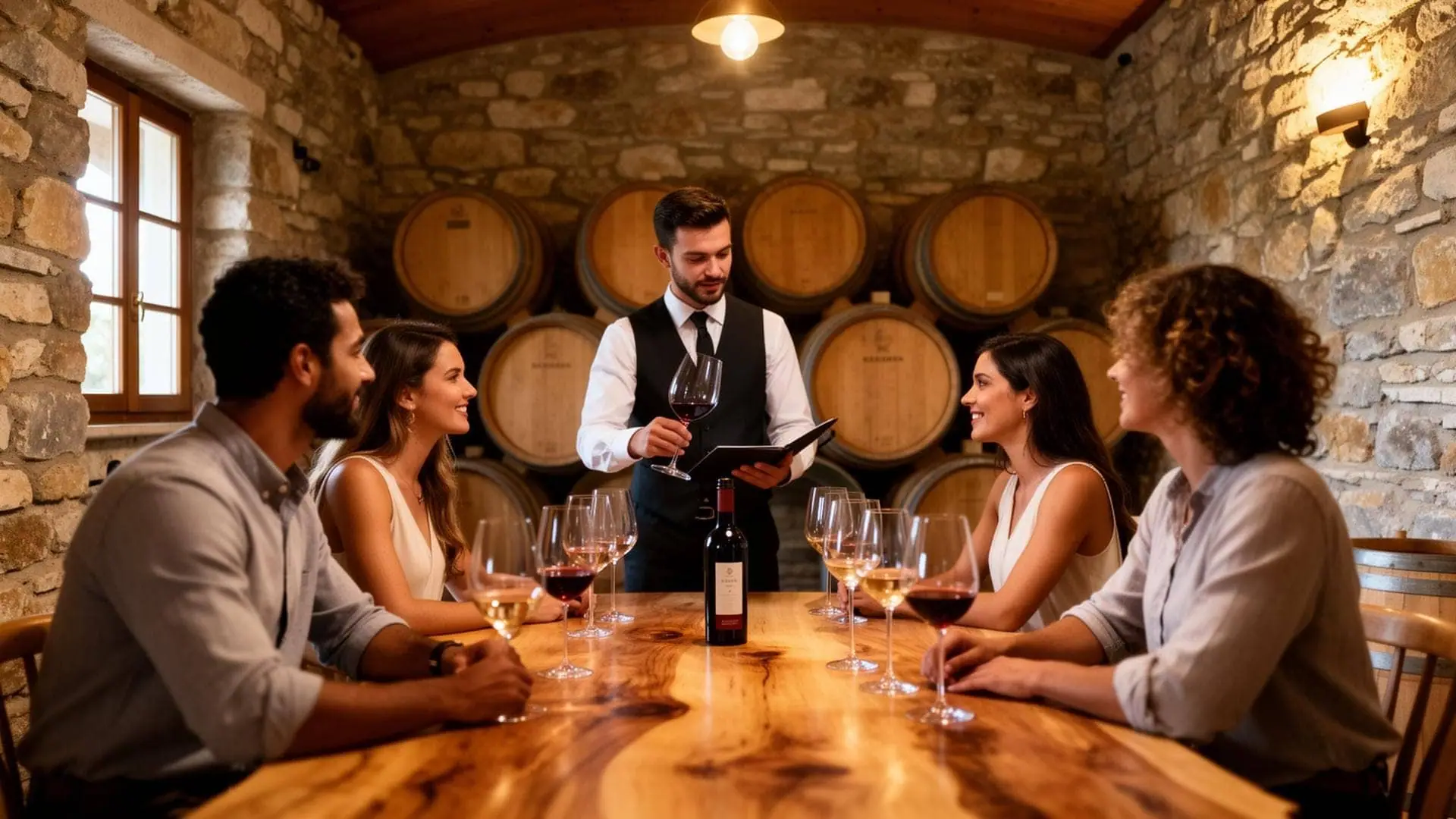 Boutique winery interior in Nemea wine region, private Greek wine tasting