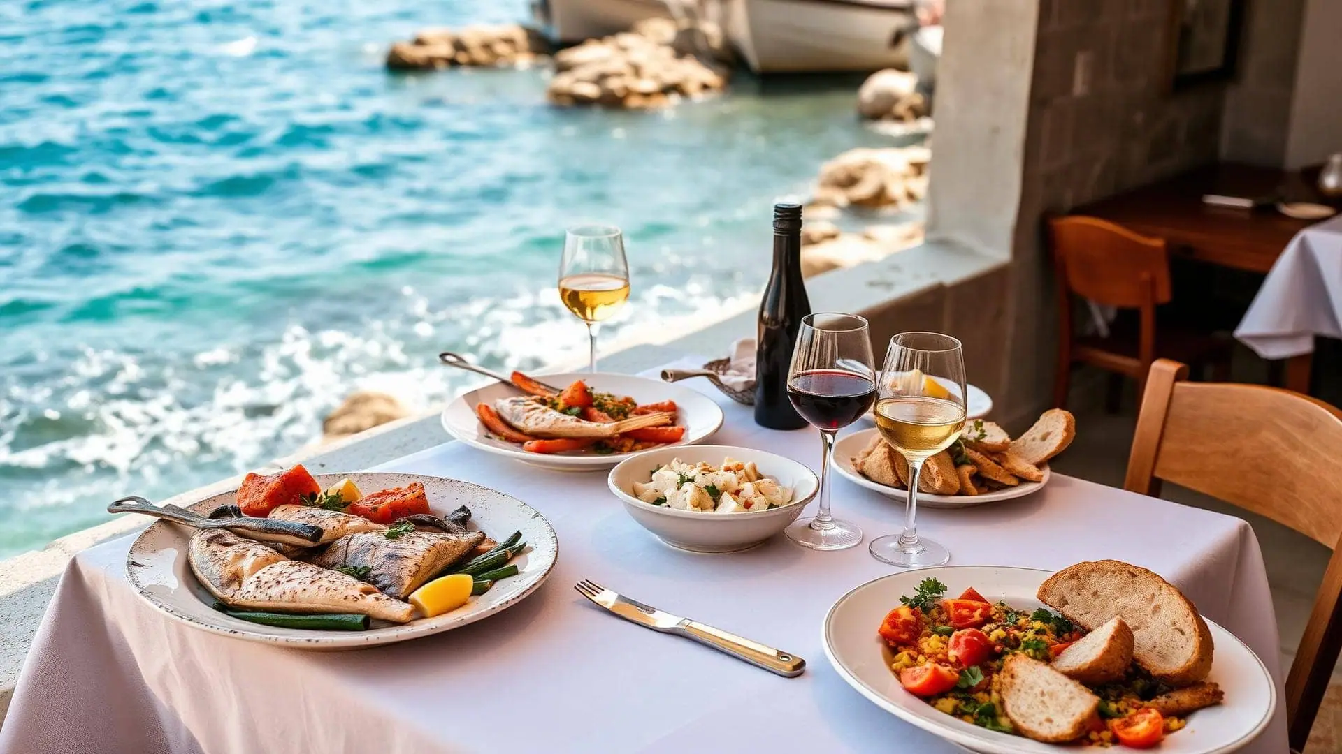 Seaside lunch stop in Nafplio, private Peloponnese day experience