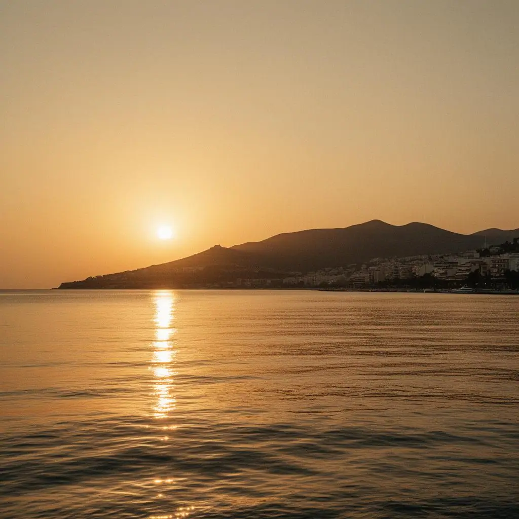 Sunset over Vouliagmeni on the Athens Riviera, private coastal experience