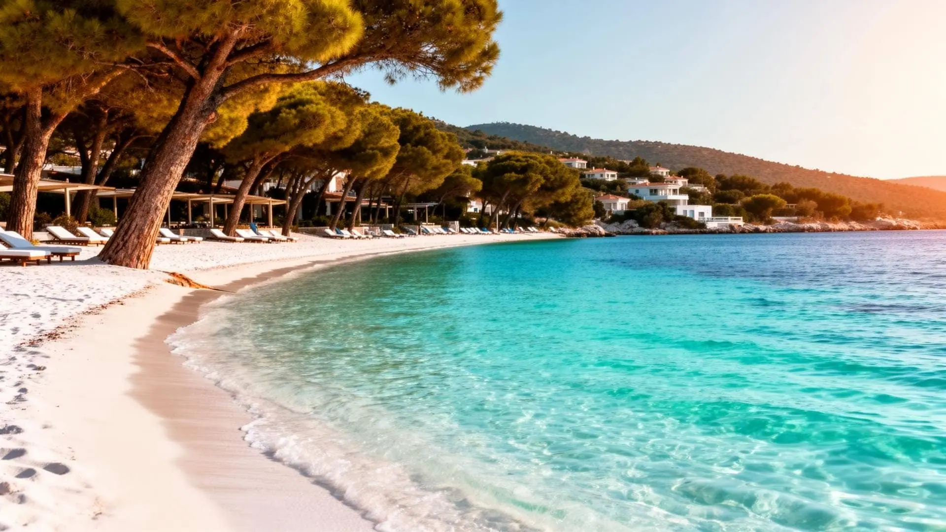 Crystal-clear Halkidiki beach with private sun-loungers, Sacred Greece escape