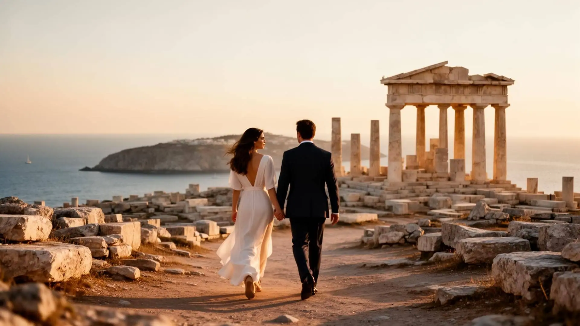 Arrival at Cape Sounio with the Temple of Poseidon visible on the headland