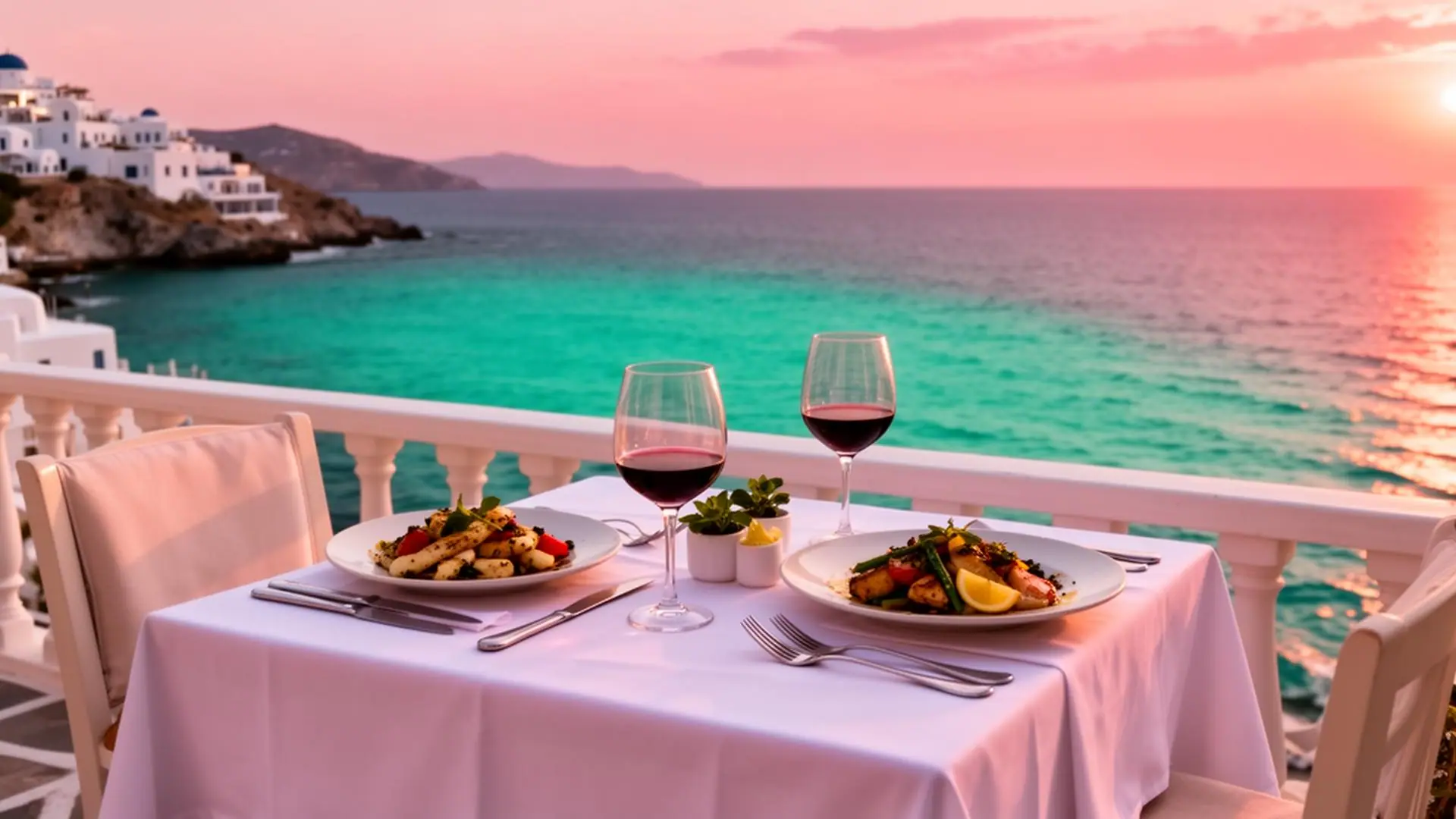 Seaside boutique hotel terrace, private thermal & coastal Greek journey