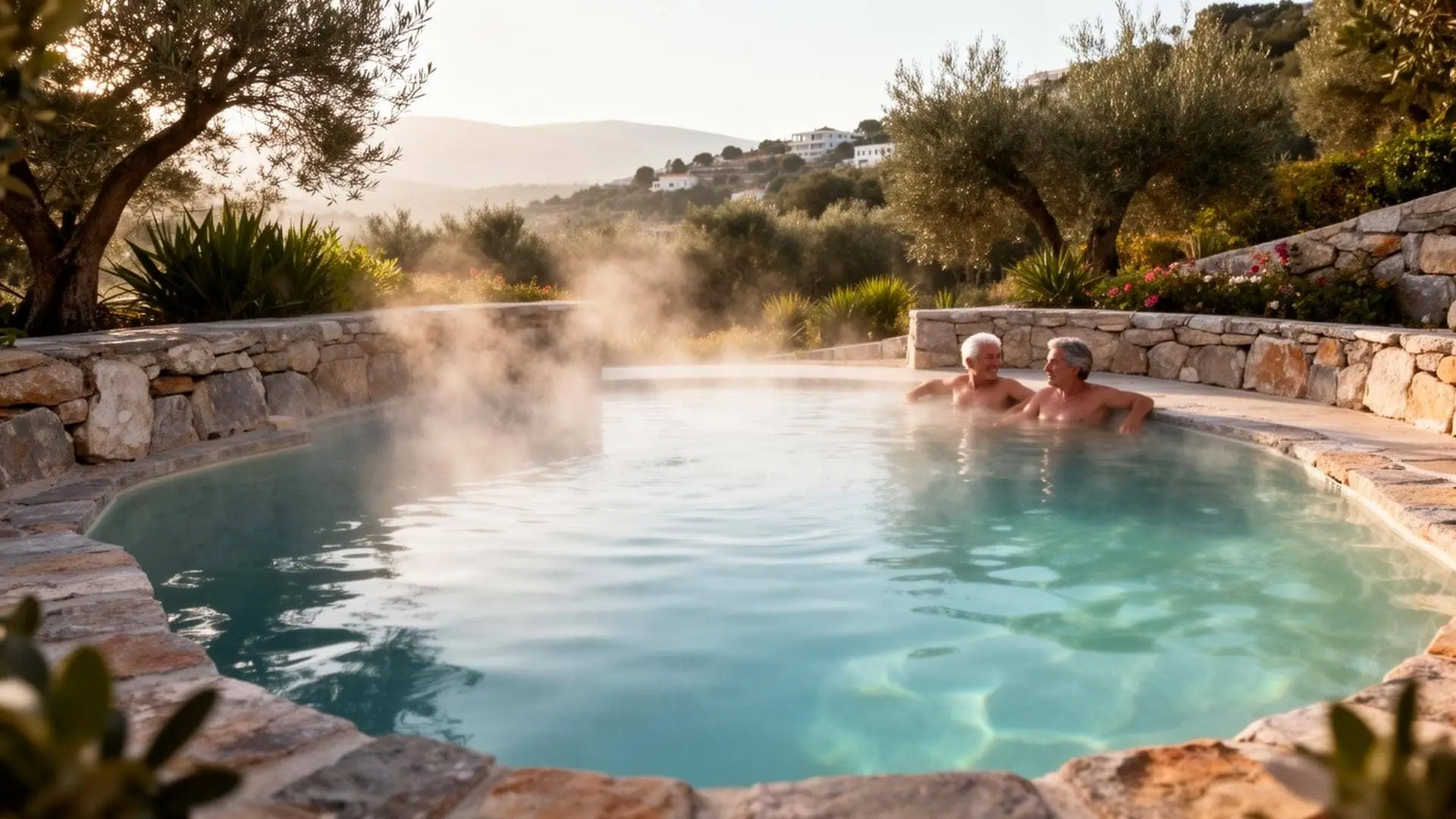 Natural thermal springs at Kamena Vourla, private Greek wellness escape